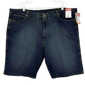 Wrangler Men Relaxed Fit Low Stretch Dark Blue Denim Shorts Sz 46 Inseam 10" NWT